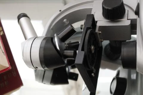 The photo shows a microscope Stock Photos