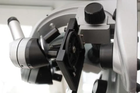The photo shows a microscope Stock Photos