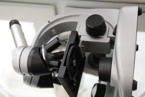 The photo shows a microscope Stock Photos