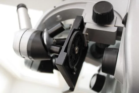 The photo shows a microscope Stock Photos