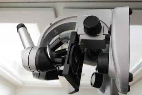 The photo shows a microscope Stock Photos