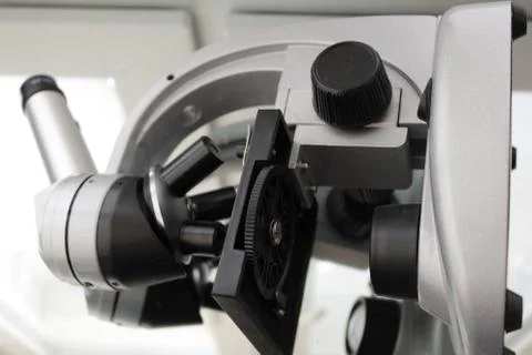 The photo shows a microscope Stock Photos