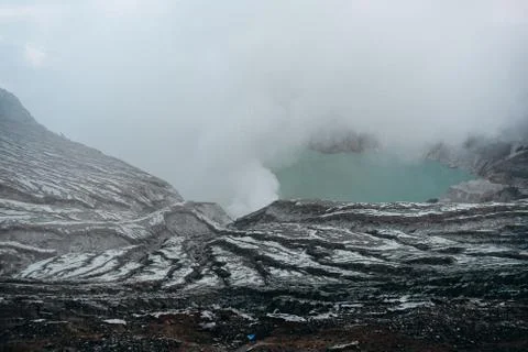 Photo of smoke volcano crater on Java island Stock Photos