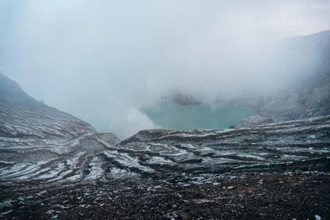 Photo of smoke volcano crater on Java island Stock-Fotos