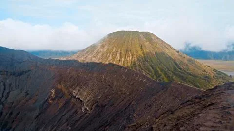 Photo of smoke volcano crater on Java island 스톡 사진