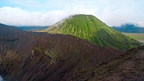 Photo of smoke volcano crater on Java island Stock Photos