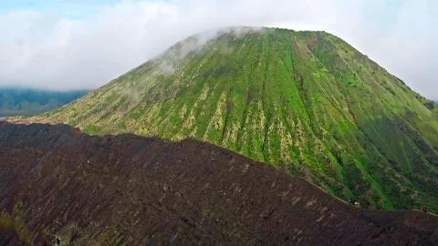 Photo of smoke volcano crater on Java island 스톡 사진