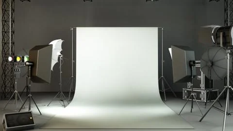 Photo studio 3d rendering image Stock Illustration