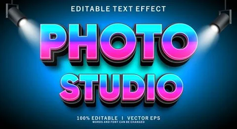 Photo studio 3d vector text effect with modern style design Stock Illustration