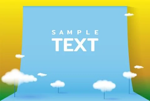 Photo studio background, volumetric clouds for promotion text. 3D presentation Stock-Illustration