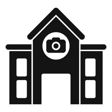 Photo studio building facade with camera sign showing photography business Ilustración de archivo