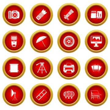 Photo studio icon red circle set Stock Illustration