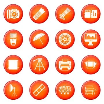 Photo studio icons vector set Stock Illustration