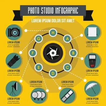 Photo studio infographic concept, flat style Stock Illustration