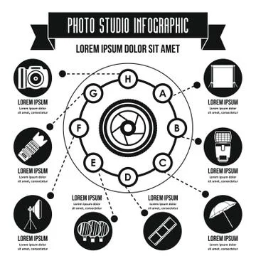 Photo studio infographic concept, simple style Stock Illustration