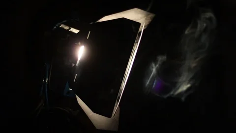 Photo Studio Light Shooting Reflector With Smoke Stock Footage 89880507
