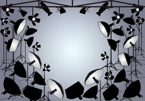 Photo studio with lights, vector Stock Illustration