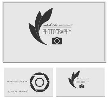 Photo studio logo and business card template Stock Illustration