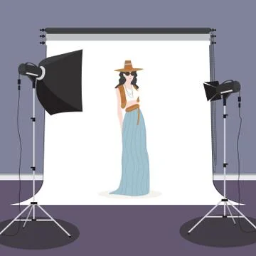 Photo studio with a model Stock Illustration