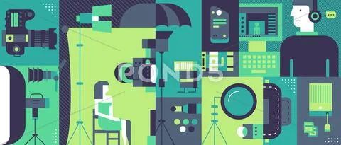 Photo studio production background Stock Illustration