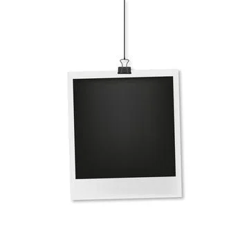 Photo on terminal clip hangs on string Stock Illustration