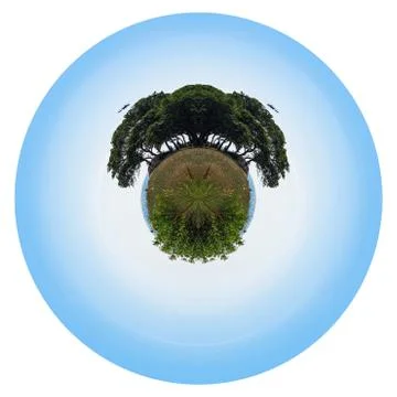 Photo using the Polar coordinates filter. Round image with isolated edges. Stock Photos