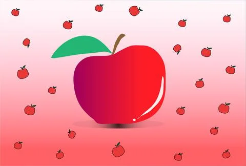 Photo of Vector illusration Red apple pattern on red and pink background Stock Illustration