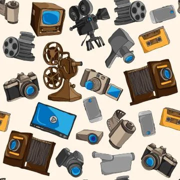 Photo video seamless pattern Illustrazione stock