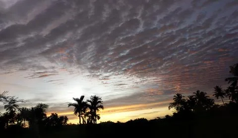 Photo of a view of the clouds in the setting sun Stock Photos