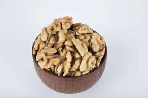 This is a photo of walnuts with a white background. Stock Photos