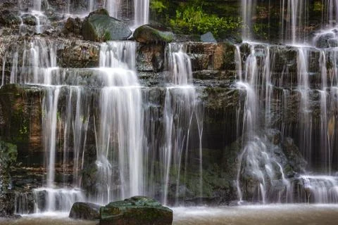 Photo of Waterfall mountain view close up. Mountain river waterfall landscape Stock-Fotos