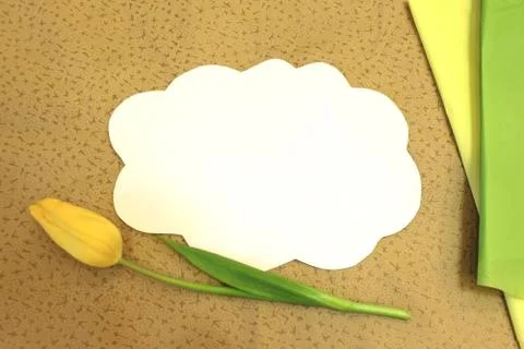 Photo of white paper in the shape of cloud on beige fabric. Background for te Stock-Illustration