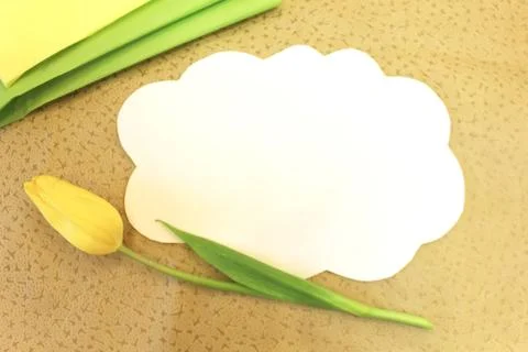 Photo of white paper in the shape of cloud on beige fabric. Background for te Stock Illustration