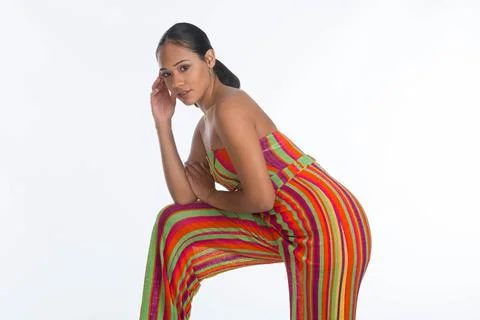 Photo of young model in studio on plain background Stock Photos