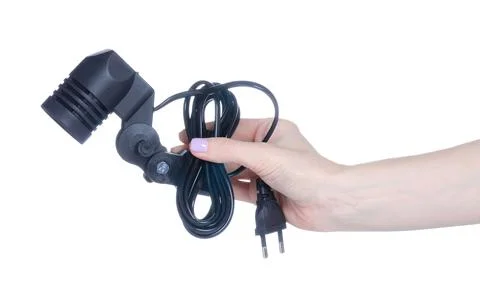 Photocartridge for E27 lamp bulb socket with switch in hand Stock Photos