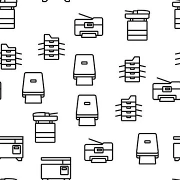 Photocopier Device Vector Seamless Pattern 库存插图