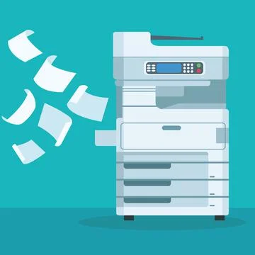 Photocopier machine and documents 库存插图