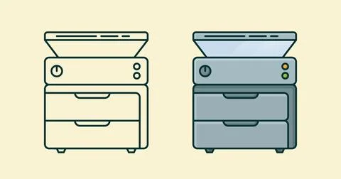 Photocopy or printer machine with open scanner lid flat illustration Stock Illustration