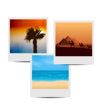 Photoframes with summertime background Illustrazione stock