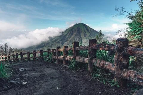 Photograph of high volcano with clouds on Java island Stock-Fotos