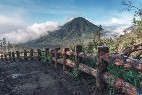 Photograph of high volcano with clouds on Java island Stock-Fotos