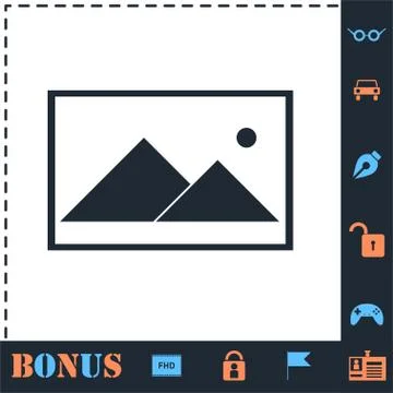 Photograph icon flat Stock Illustration