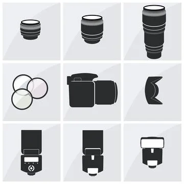 Photographer accessory set Stock Illustration
