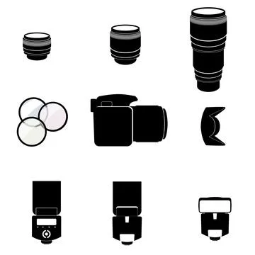Photographer accessory set Stock Illustration