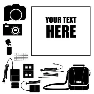 Photographer accessory set Stock Illustration