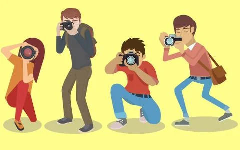 Photographer characters set Stock Illustration