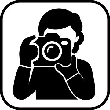 Photographer holding digital camera taking photo Stock Illustration