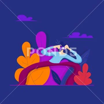 Photographer holds a camera in his hands and makes a photo. Stock Illustration