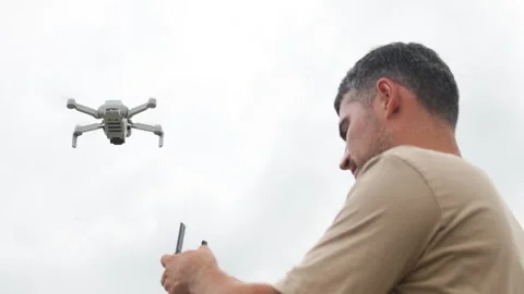Photographer holds drones remote control. Aerial photography with drone Video stock 321942795