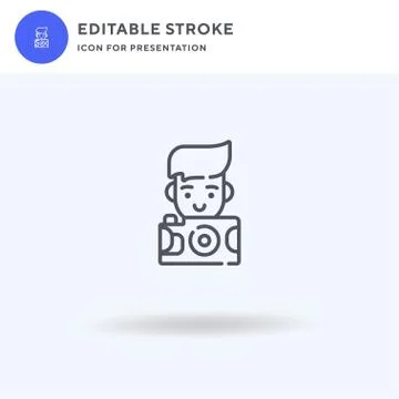 Photographer icon vector, filled flat sign, solid pictogram isolated on white Illustrazione stock